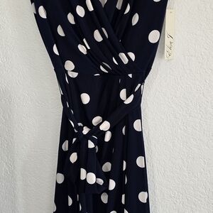 Eliza J Navy and White Polka Dot Dress